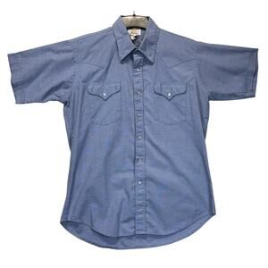 Ruddock Women's Western Pearl Snap Shirt Blue Short Sleeve Size M Preowned